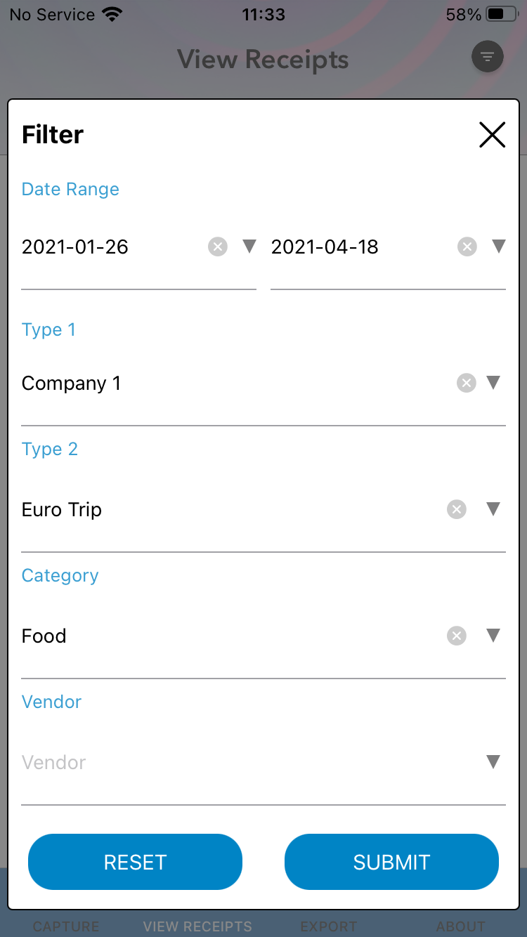 screenshot of Receipt Catcher EVO